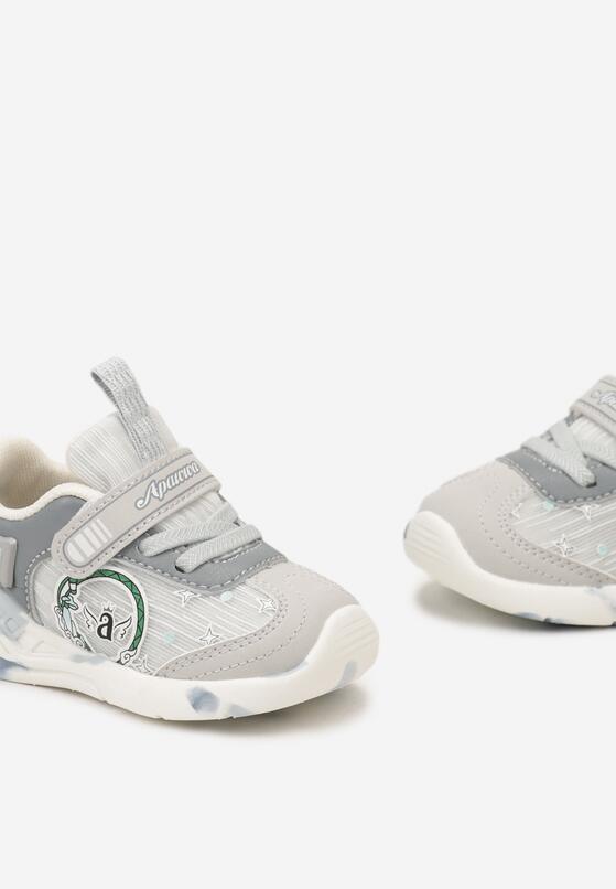 Szare Buty Sportowe na Rzep z Ozdobnymi Naszywkami Niwelva 3