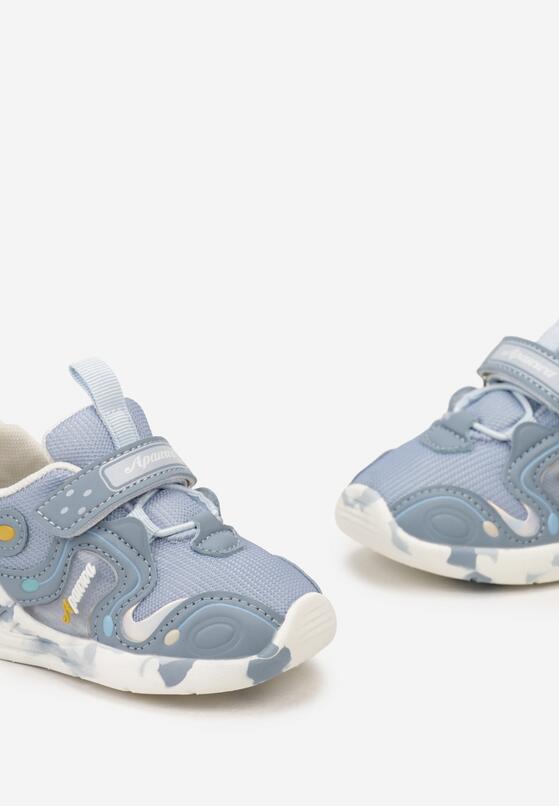 Niebieskie Buty Sportowe Zapinane na Rzep z Ozdobnymi Przeszyciami Ordalia 3