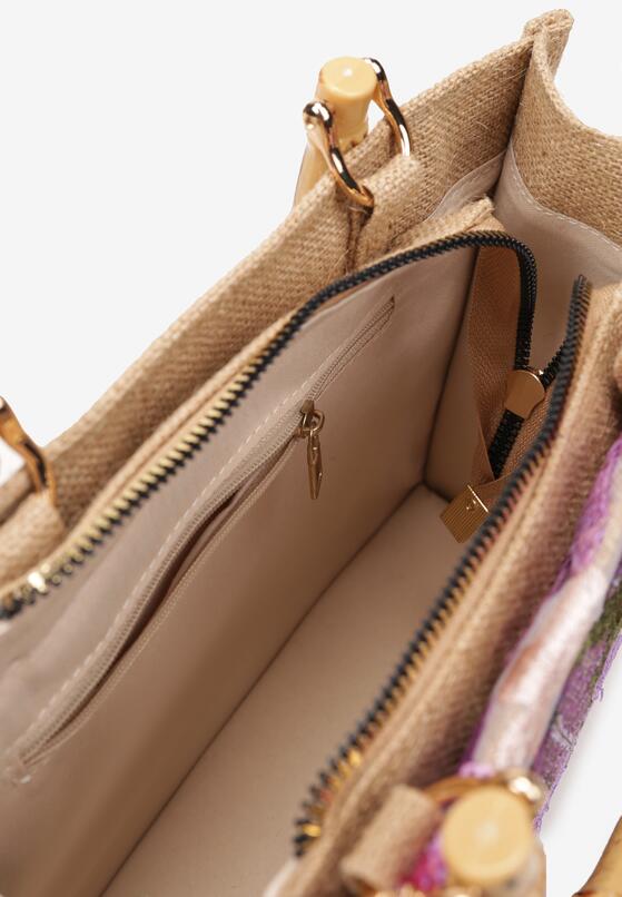 Fioletowo-Beżowa Wyszywana Torebka z Cekinami i Koralikami na Odpinanym Pasku i Rączce Nictea 3