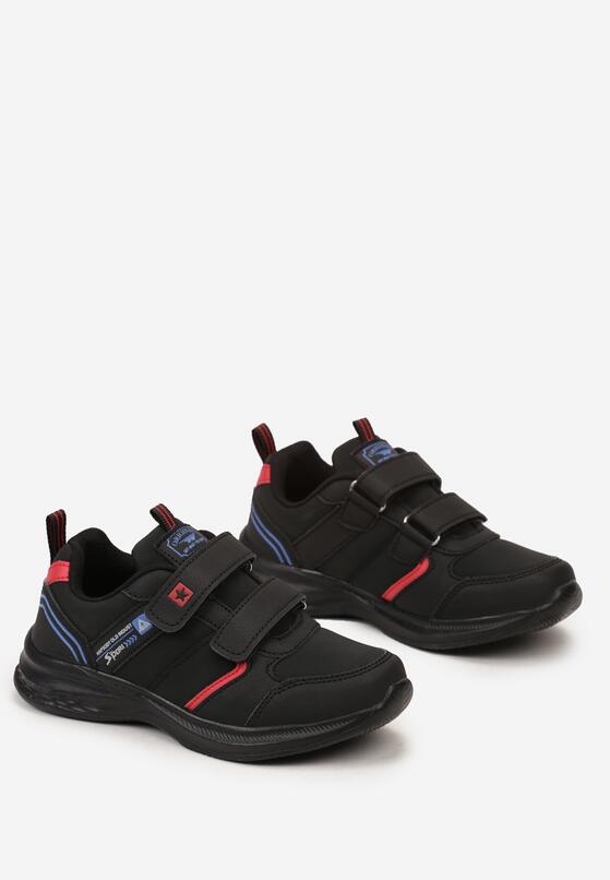 Czarno-Czerwone Buty Sportowe z Dwoma Rzepami i Ozdobnymi Wstawkami Tainri 2
