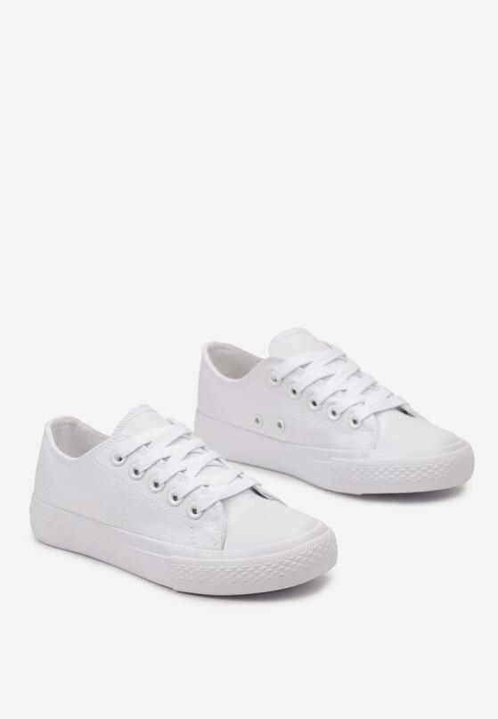 Białe Płaskie Trampki przed Kostkę ze Sznurowaniem Iceolo 2