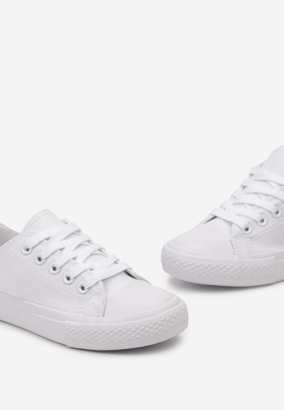 Białe Płaskie Trampki przed Kostkę ze Sznurowaniem Iceolo 3