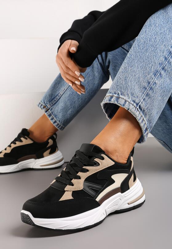 Czarne Sneakersy z Ozdobnymi Wstawkami Dimpna 2