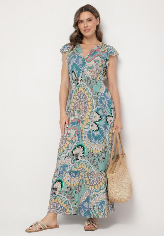 Rochie Verde cu galben 1