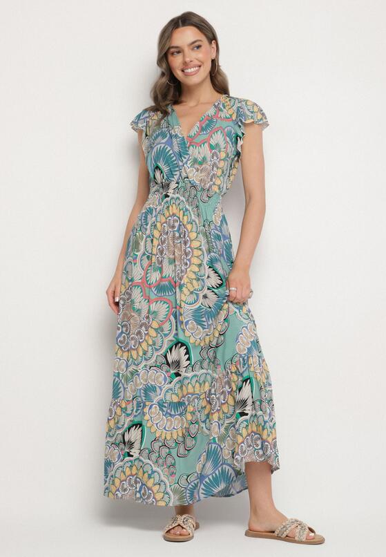 Rochie Verde cu galben 2