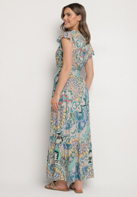 Rochie Verde cu galben 3