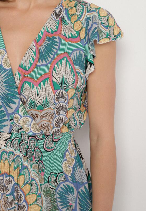 Rochie Verde cu galben 5
