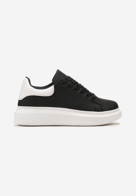 Czarno-Białe Sneakersy na Grubej Podeszwie z Okrągłym Noskiem Naubrey 4