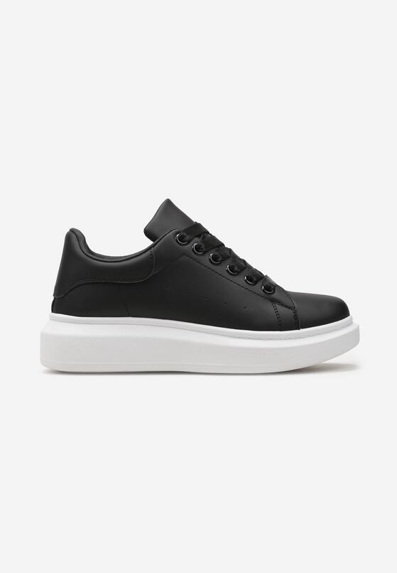 Czarne Sneakersy na Grubej Podeszwie z Okrągłym Noskiem Naubrey 4