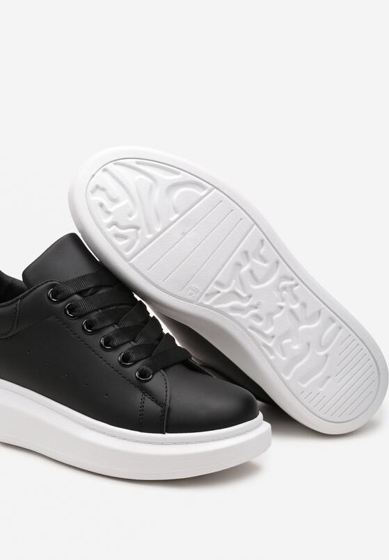 Czarne Sneakersy na Grubej Podeszwie z Okrągłym Noskiem Naubrey 6