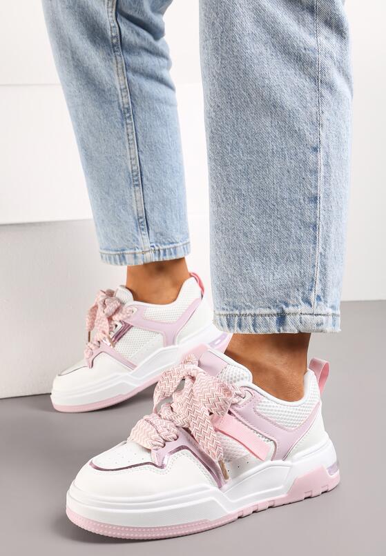 Różowe Sneakersy z Szerokim Ozdobnym Sznurowaniem Efenizja 1