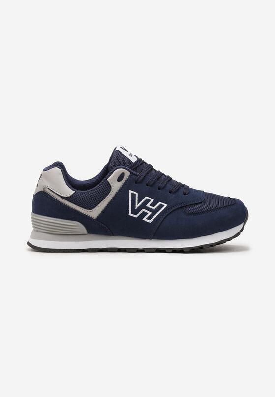 Granatowe Sznurowane Buty Sportowe z Naszywką z Boku Koriala 4