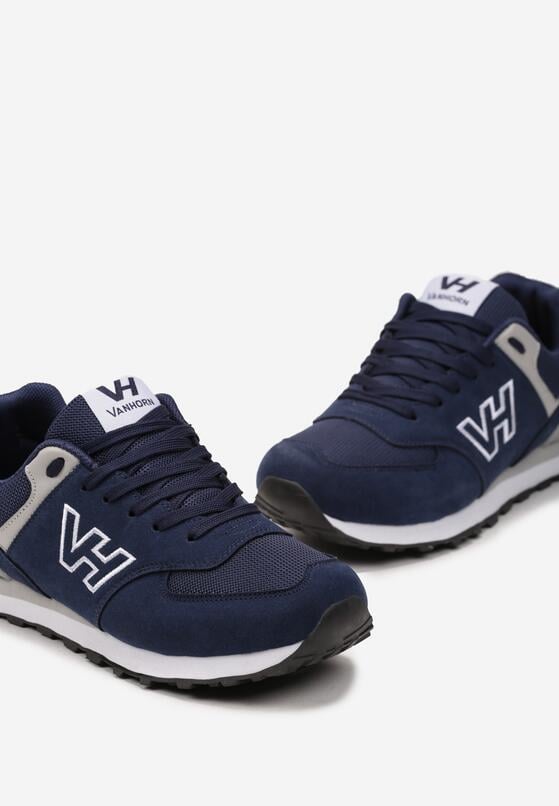 Granatowe Sznurowane Buty Sportowe z Naszywką z Boku Koriala 6