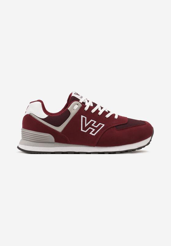 Bordowe Sznurowane Buty Sportowe z Naszywką z Boku Koriala 4