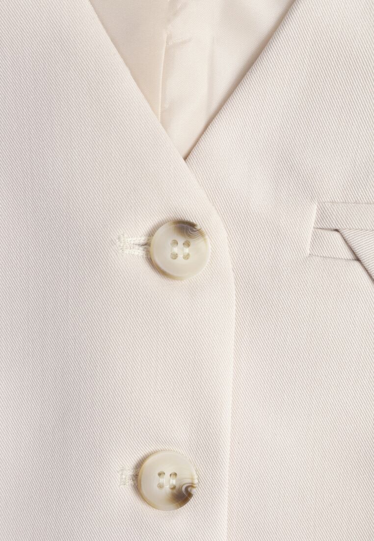 Beżowa Kamizelka Garniturowa z Imitacją Kieszonek Mawelin 8