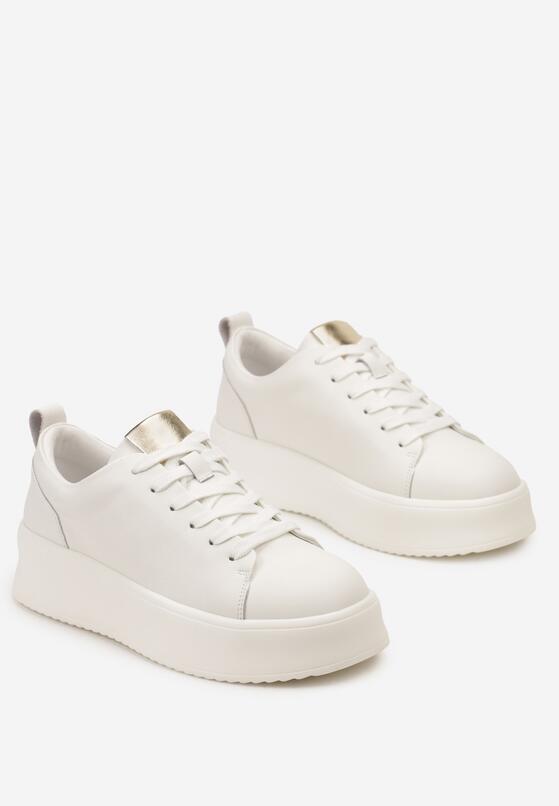 Białe Sneakersy na Platformie ze Skórzaną Wkładką Limelta 5