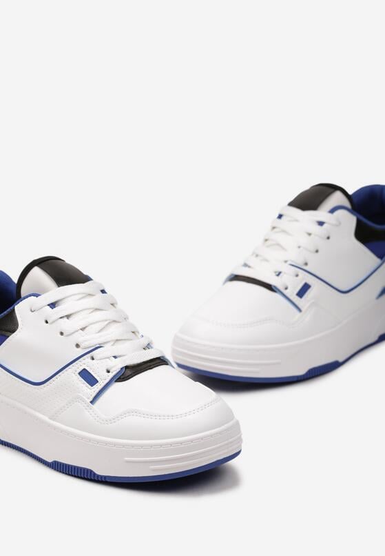 Biało-Niebieskie Sneakersy na Niskiej Platformie z Przeszyciami Ralavia 6