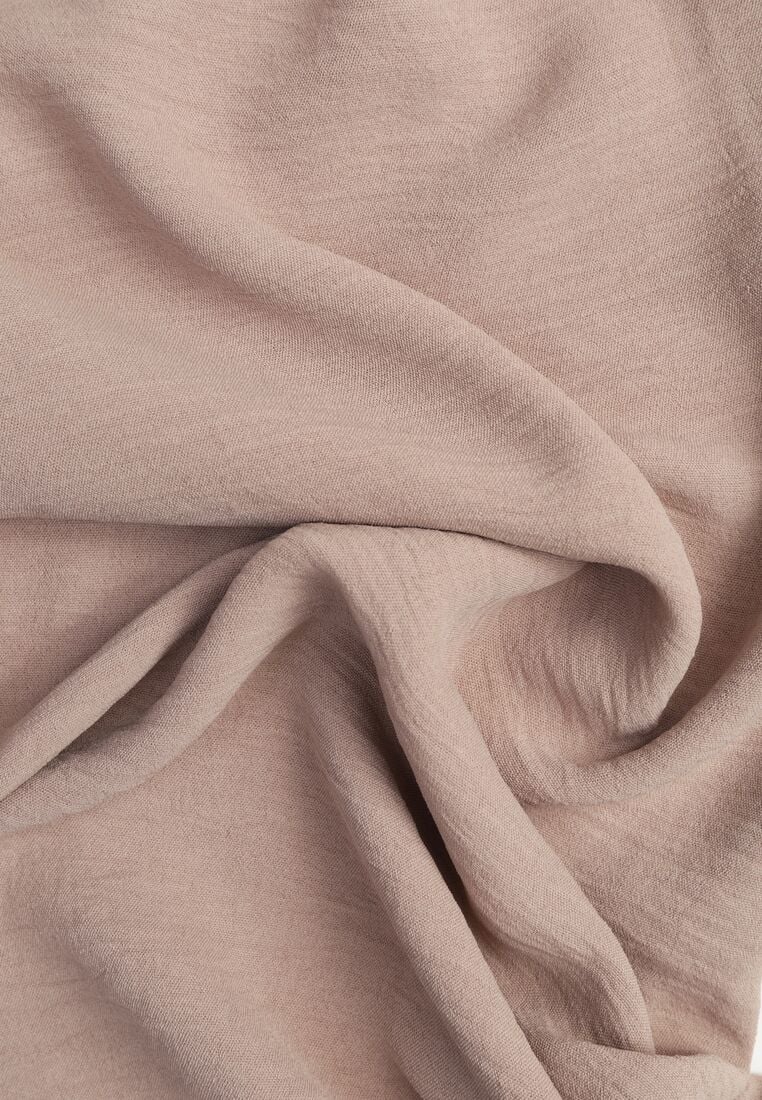 Ciemnobeżowe Spodnie z Prostą Nogawką i Kieszeniami oraz Sznurkiem w Talii Qulai 8