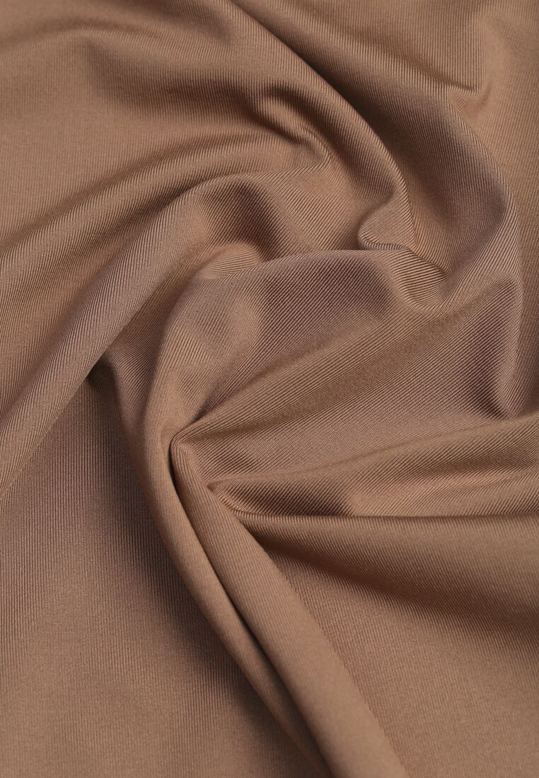 Brązowa Bluzka z Wiskozą z Długim Rękawem i Kwadratowym Dekoltem Alexusi 8