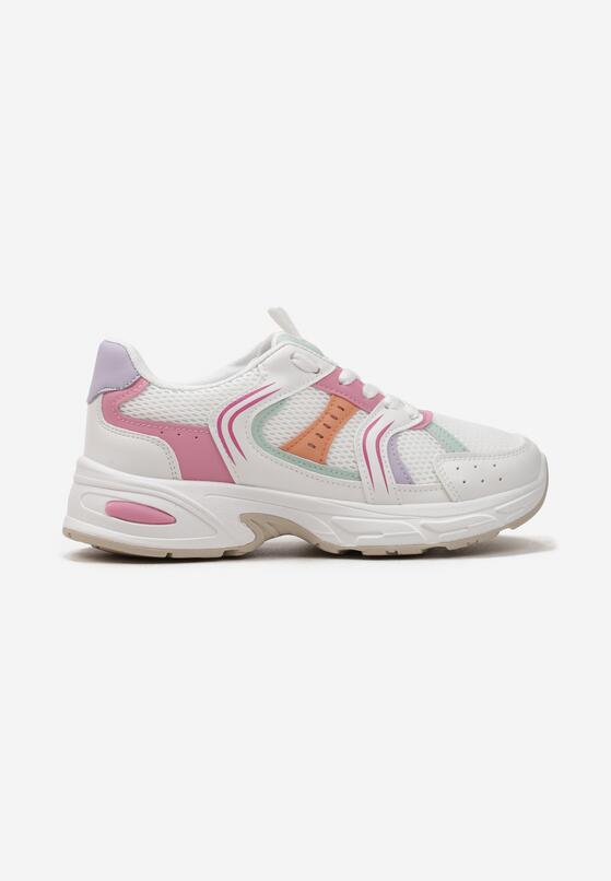 Biało-Różowe Sneakersy z Ozdobnymi Przeszyciami Liveniza 4