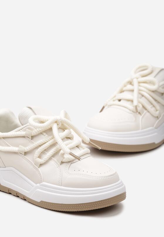 Beżowe Sneakersy z Ozdobnym Sznurowaniem Sirixa 6
