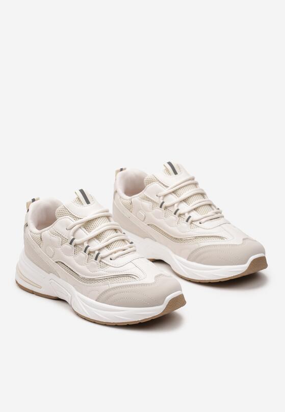 Beżowe Sneakersy z Ozdobnymi Przeszyciami i Ozdobnymi Sznurówkami Taralin 5