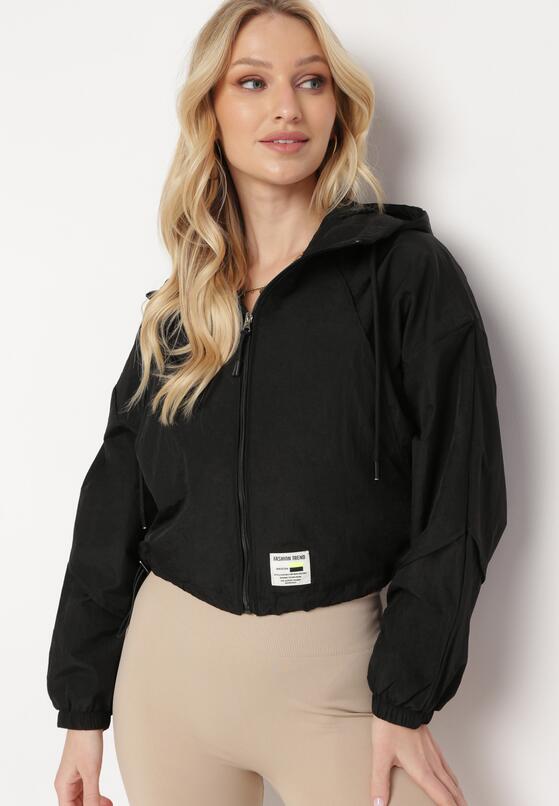 Czarna Kurtka Wiatrówka o Krótkim Fasonie Nariaka 1