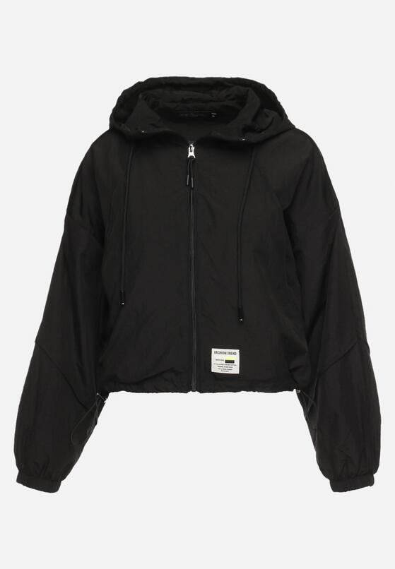 Czarna Kurtka Wiatrówka o Krótkim Fasonie Nariaka 6
