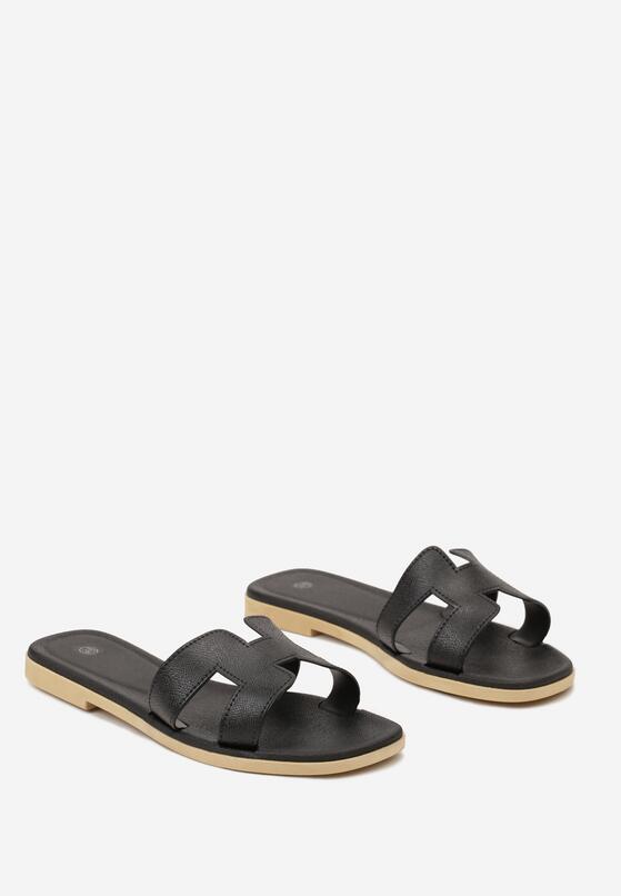 Czarne Klapki Piankowe z Wycięciami Hlettiana 5