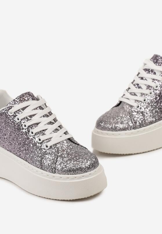 Srebrne Brokatowe Sneakersy na Platformie Altrekia 6