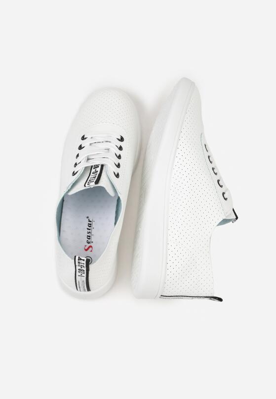 Biało-Czarne Tenisówki z Perforacją i Ozdobną Taśmą na Języku Ylaria 7