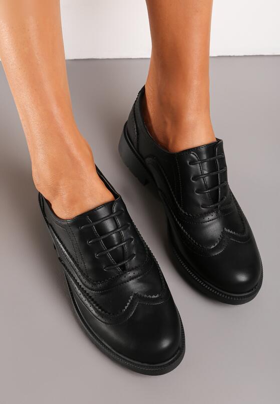 Czarne Półbuty Klasyczne Sznurowane z Przeszyciami Dontana 3