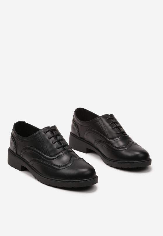 Czarne Półbuty Klasyczne Sznurowane z Przeszyciami Dontana 5