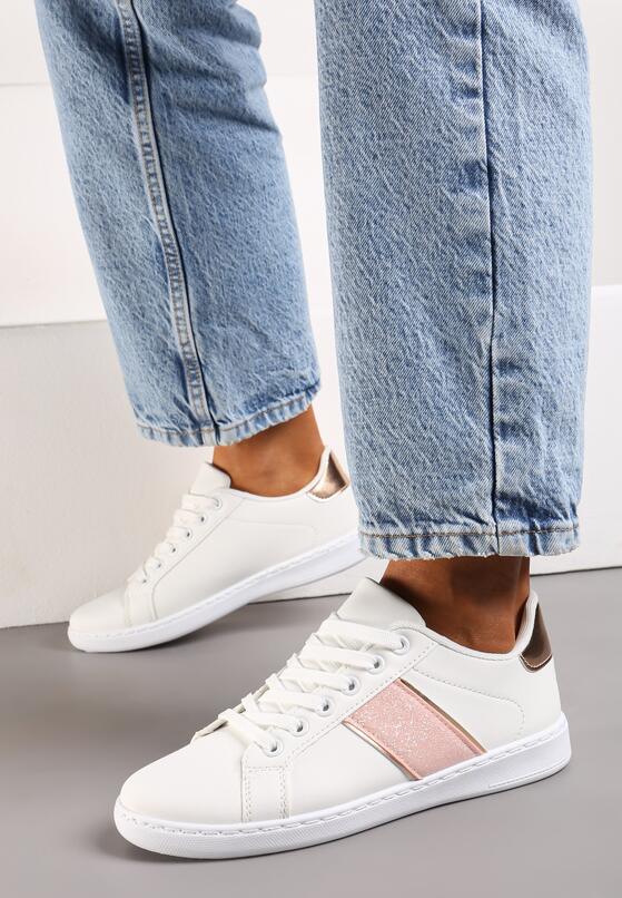 Biało-Różowe Sneakersy z Brokatowym Paskiem na Bogu Calapsa 1