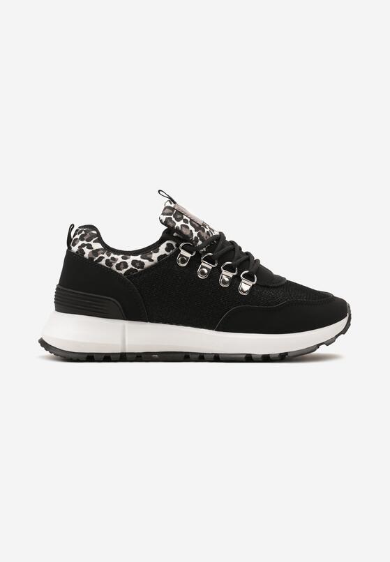 Czarne Sneakersy na Grubej Podeszwie Wsuwane z Brokatem Socasta 4