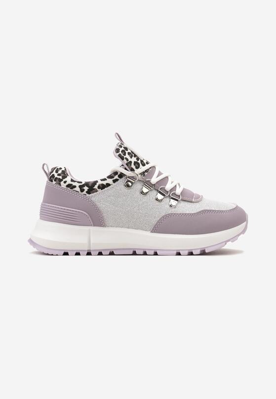 Fioletowe Sneakersy na Grubej Podeszwie Wsuwane z Brokatem Socasta 4