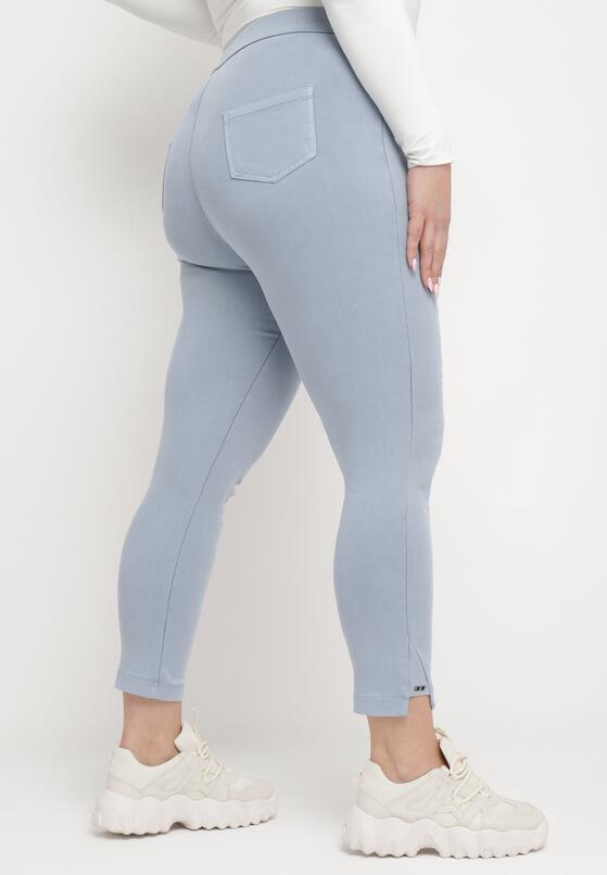 Jasnoniebieskie Spodnie Skinny ze Sznurkiem w Pasie i Kieszeniami Irfana 3