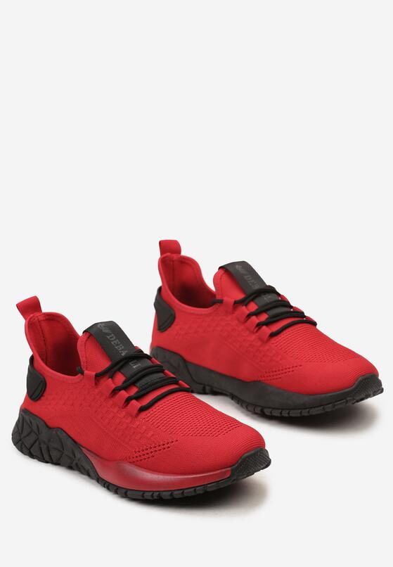 Czerwono-Czarne Siateczkowe Buty Sportowe Typu Slip On z Ozdobnym Sznurowaniem Incarda 2