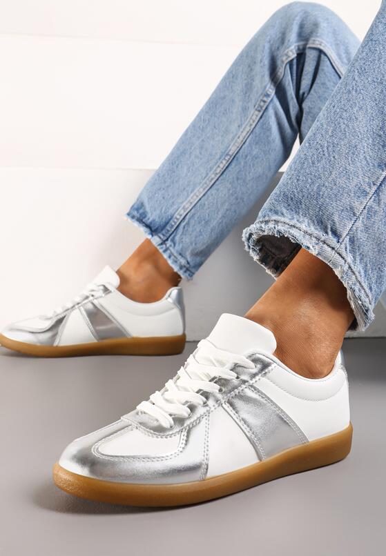 Srebrno-Białe Sneakersy w Stylu Klasycznych Tenisówek Filtris 2