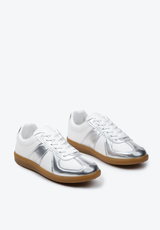 Srebrno-Białe Sneakersy w Stylu Klasycznych Tenisówek Filtris 5