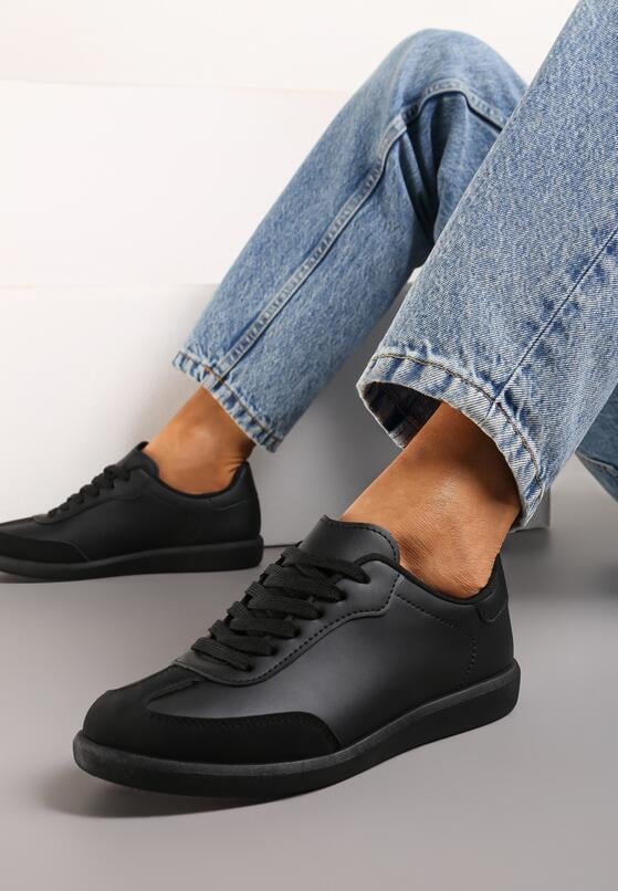 Czarne Sneakersy przed Kostkę Sznurowane Alestren 2