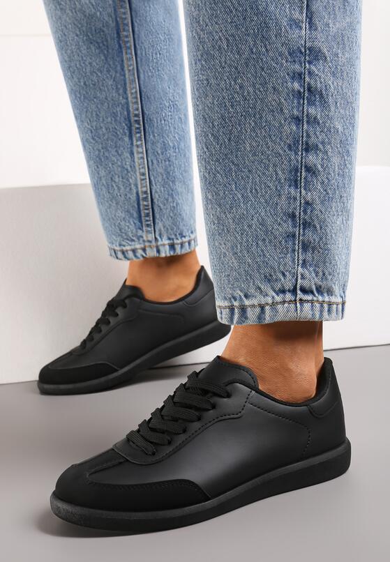 Czarne Sneakersy przed Kostkę Sznurowane Alestren 1