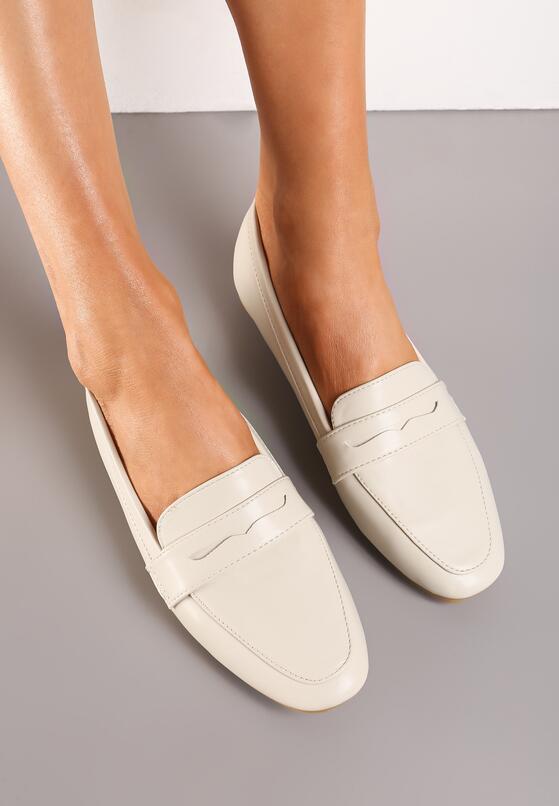 Beżowe Mokasyny Loafersy w Stylu Retro Brinlees 2