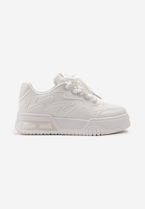 Białe Sneakersy na Podeszwie z Ozdobną Wstawką i Szerokimi Sznurówkami Linnae 4