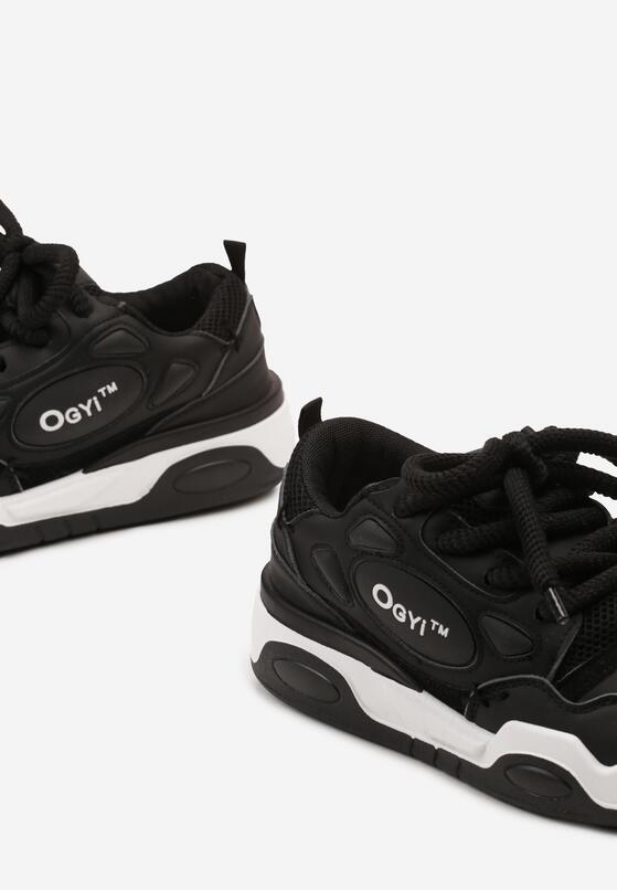 Czarne Buty Sportowe Sneakersy z Szerokimi Sznurówkami i Ozdobnymi Wstawkami  Zoisite 3