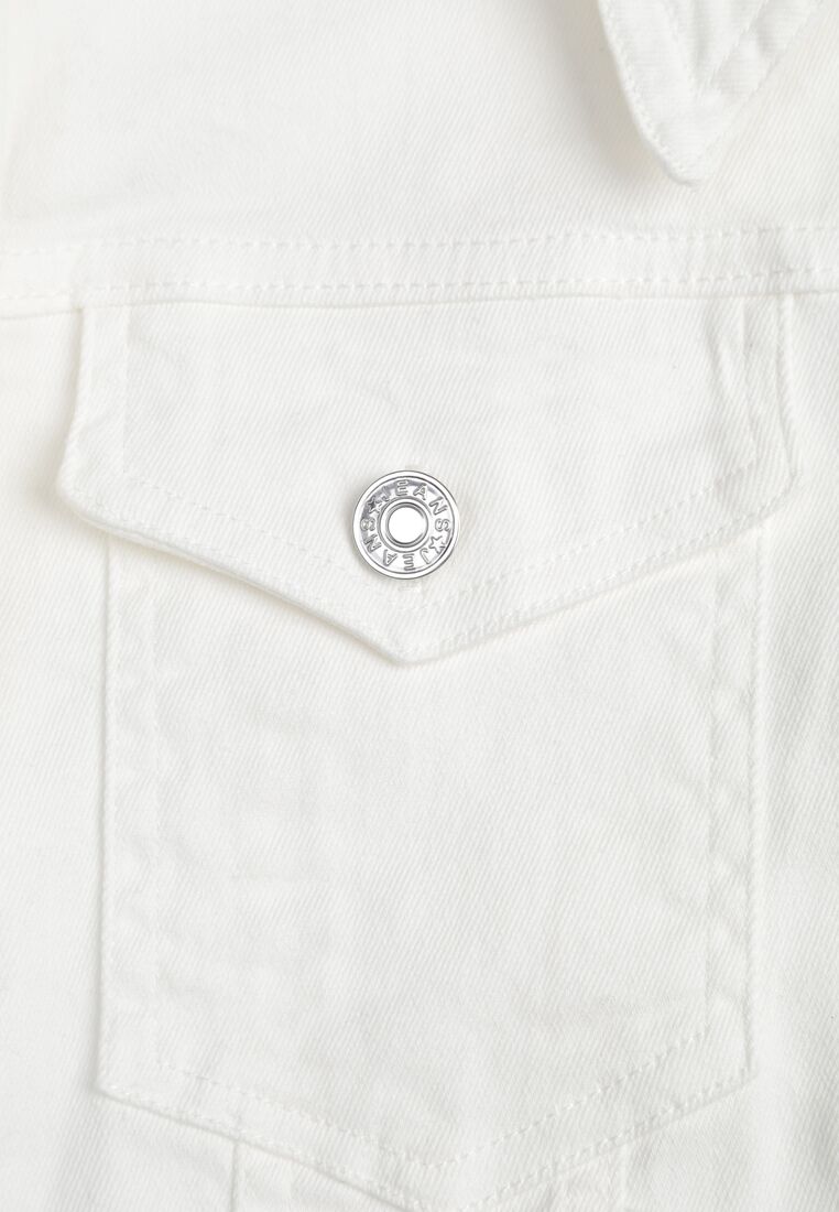 Biała Bawełniana Kurtka Jeansowa Zapinana na Metalowe Guziki Auratia 8