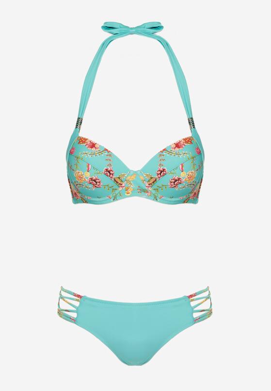 Miętowe Kostium Dwuczęściowy Bikini z Zapięciem i Wiązaniem na Szyi Majtki z Paseczkami Bettella 5