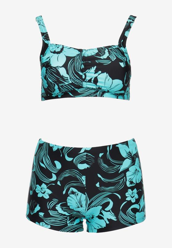 Miętowe Bikini Dwuczęściowe w Kwiatowy Print Szorty i Stanik Landora 5