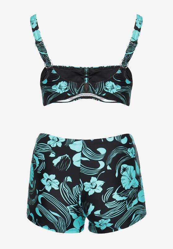 Miętowe Bikini Dwuczęściowe w Kwiatowy Print Szorty i Stanik Landora 6