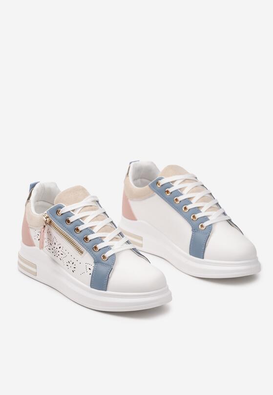 Biało-Niebieskie Sneakersy z Ozdobnym Suwakiem Rosadella 5